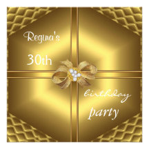 Invitation Elegant 30th Birthday Honey Silk Gold