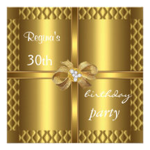 Invitation Elegant 30th Birthday Honey Silk Gold 2