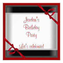 Invitation Elegant Birthday Party Black White Red