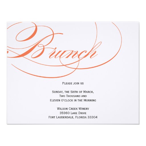 Invitation élégante de brunch de manuscrit - orang
