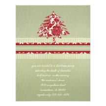 Invitation en bois d'arbre de grain de Noël rouge 