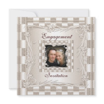 Invitation Engagement Cream Art Deco Floral