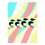 Invitation Festive Streamers Penguins Party Line