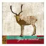 Invitation fleurie d'or de cerfs communs Teal, de 