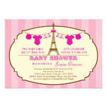 Invitation française de baby shower de jumeau de T