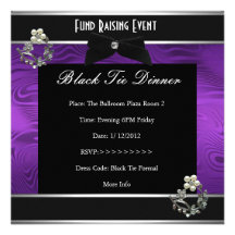 Invitation Fund Raiser Formal Black Tie Purple