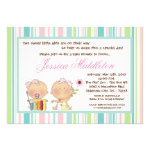 invitation Girly de baby shower de filles JUMELLES