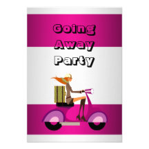 Invitation Going Away Party Girl Bike Luggage Fun
