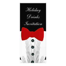 Invitation Holiday Drinks Tuxedo Formal Red Tie