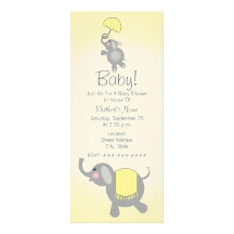 Invitation jaune d'éléphant de mère et de bébé de 