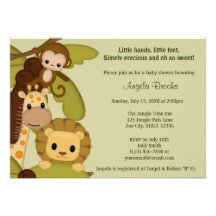 Invitation JTN-L de baby shower d'animaux de temps