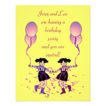 Invitation jumel de fête d'anniversaire de fille