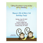Invitation jumelle d'anniversaire de singe (un plu invitations