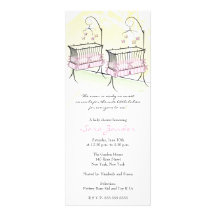 Invitation jumelle de baby shower de filles - huch