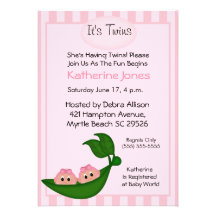 Invitation jumelle de baby shower de Peapod de fil