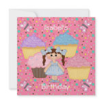 Invitation Kids Birthday Girl Butterfly & Cupcakes