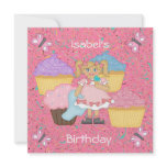Invitation Kids Birthday Girl Butterfly & Cupcakes