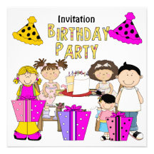 Invitation Lets Party Birthday Girls Boy