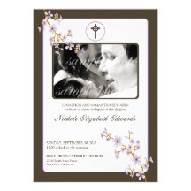 Invitation lilas précieuse de baptême de fleurs de