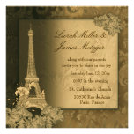 Invitation métallique d'or de Tour Eiffel