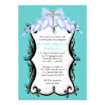 Invitation MIGNON bleu de communion/baptême