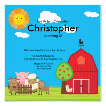 Invitation mignon de fête d'anniversaire d'animaux