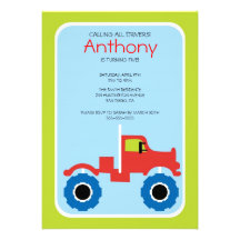 Invitation mignon de fête d'anniversaire de camion