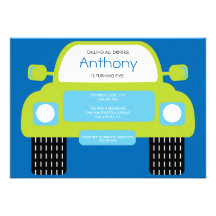 Invitation mignon de fête d'anniversaire de camion