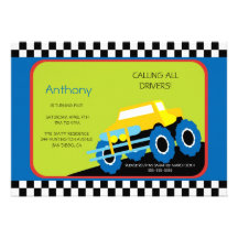 Invitation mignon de fête d'anniversaire de camion