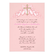 Invitation MIGNON rose de communion/baptême