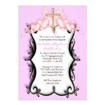 invitation MIGNON rose de communion/baptême
