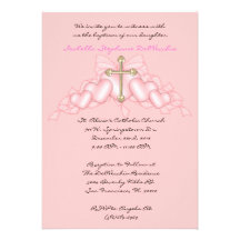 Invitation MIGNON rose de communion/baptême