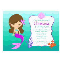 Invitation mignonne d'anniversaire de sirène de br