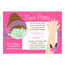 Invitation mignonne de fête d'anniversaire de spa