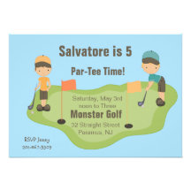 Invitation mignonne de partie de garçons de golf m