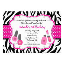 Invitation noir et blanc de spa de filles de zèbre