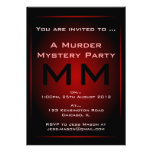 Invitation noire et rouge de partie de meurtre et 