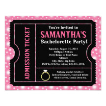Invitation noire rose de billet de partie de Bache