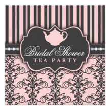 Invitation nuptiale chic de thé de douche de damas