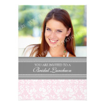 Invitation nuptiale de déjeuner de photo grise ros