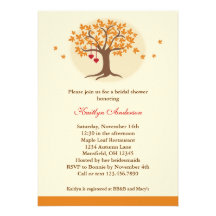 Invitation nuptiale de douche d'arbre de chute