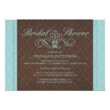 Invitation nuptiale de douche de Brown et de damas
