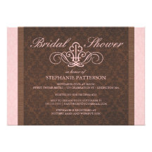 Invitation nuptiale de douche de Brown et de damas