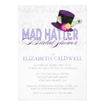 Invitation nuptiale de douche de chapelier fou