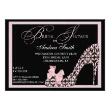 Invitation nuptiale de douche de chaussure rose de