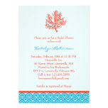 Invitation nuptiale de douche de corail rouge