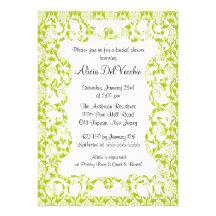 Invitation nuptiale de douche de damassé verte élé