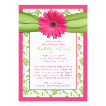 Invitation nuptiale de douche de damassé verte ros
