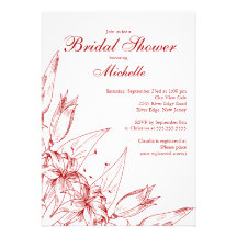 Invitation nuptiale de douche de fleur rouge éléga