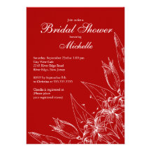 Invitation nuptiale de douche de fleur rouge éléga